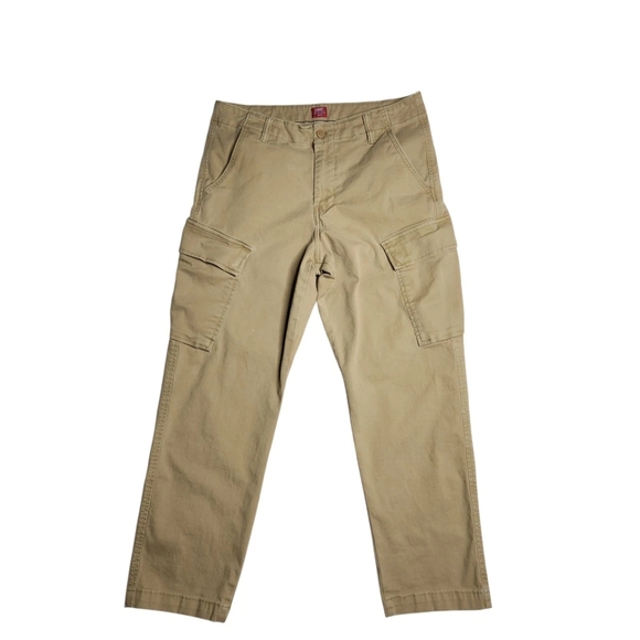 Levi's XX Mens Cargo Pants 33W30L Regular Tapered Khaki Beige Stretch Cotton - Picture 1 of 8